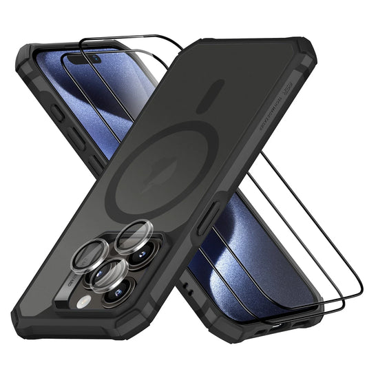 غطاء ESR إير أرمور (هالو لوك)، متوافق مع iPhone 15 Pro Max - أسود مطفي | ESR Air Armor Clear Case (HaloLock), Compatible with iPhone 15 Pro Max, Frosted Black