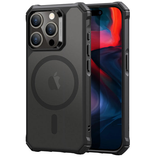 غطاء ESR إير أرمور (هالو لوك)، متوافق مع iPhone 15 Pro - أسود مطفي | ESR Air Armor Clear Case (HaloLock), Compatible with iPhone 15 Pro, Frosted Black