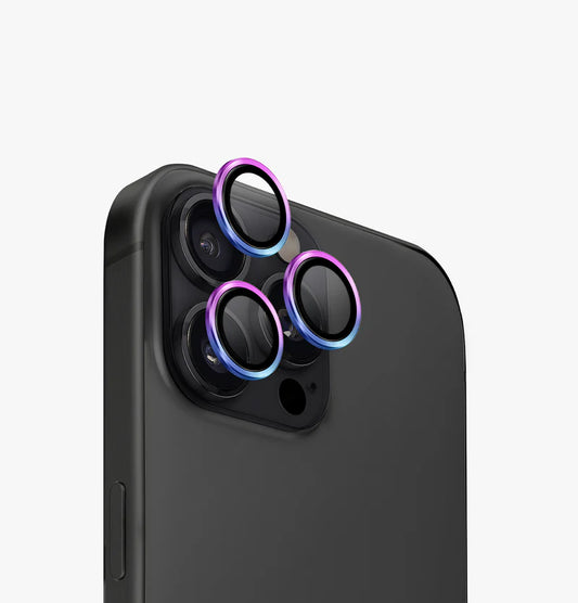 UNIQ OPTIX IPHONE PRO (2023) 6.7 ALUMINIUM CAMERA LENS PROTECTOR - IRIDESCENT (IRIDESCENT) - يونيك أوبتكس آيفون برو (2023) 6.7 حماية عدسة الكاميرا بألومنيوم - قزحي الألوان (لمَّاع)