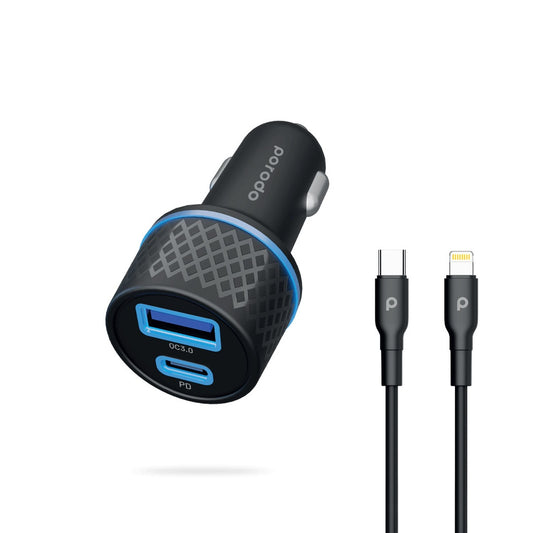 PORODO 44.5W CAR CHARGER WITH LIGHTNING