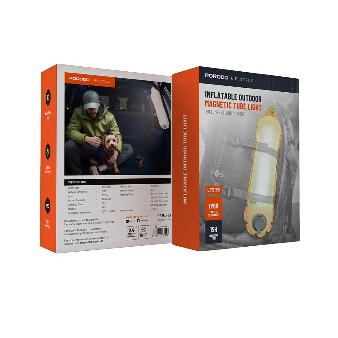 Porodo Lifestyle Inflatable Outdoor Magnetic Tube Light - White