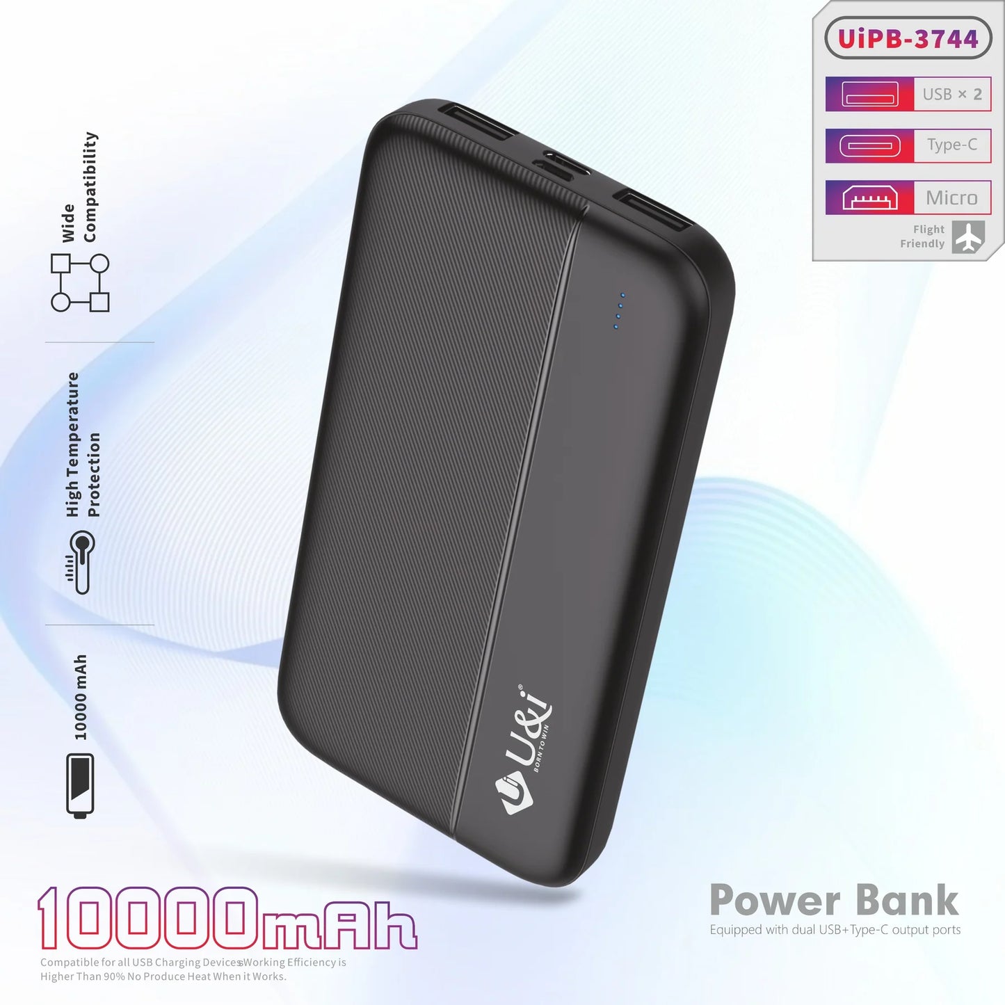 UIPB 2301 Airline Series 10000MAH Power Bank with High Capacity