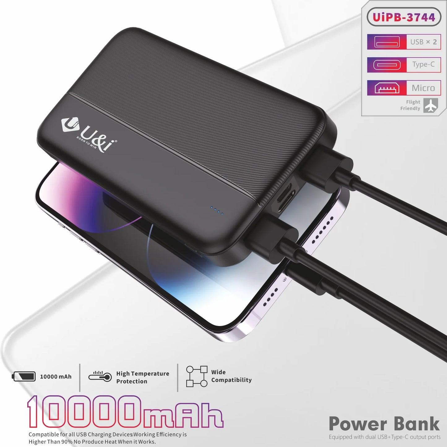 UIPB 2301 Airline Series 10000MAH Power Bank with High Capacity