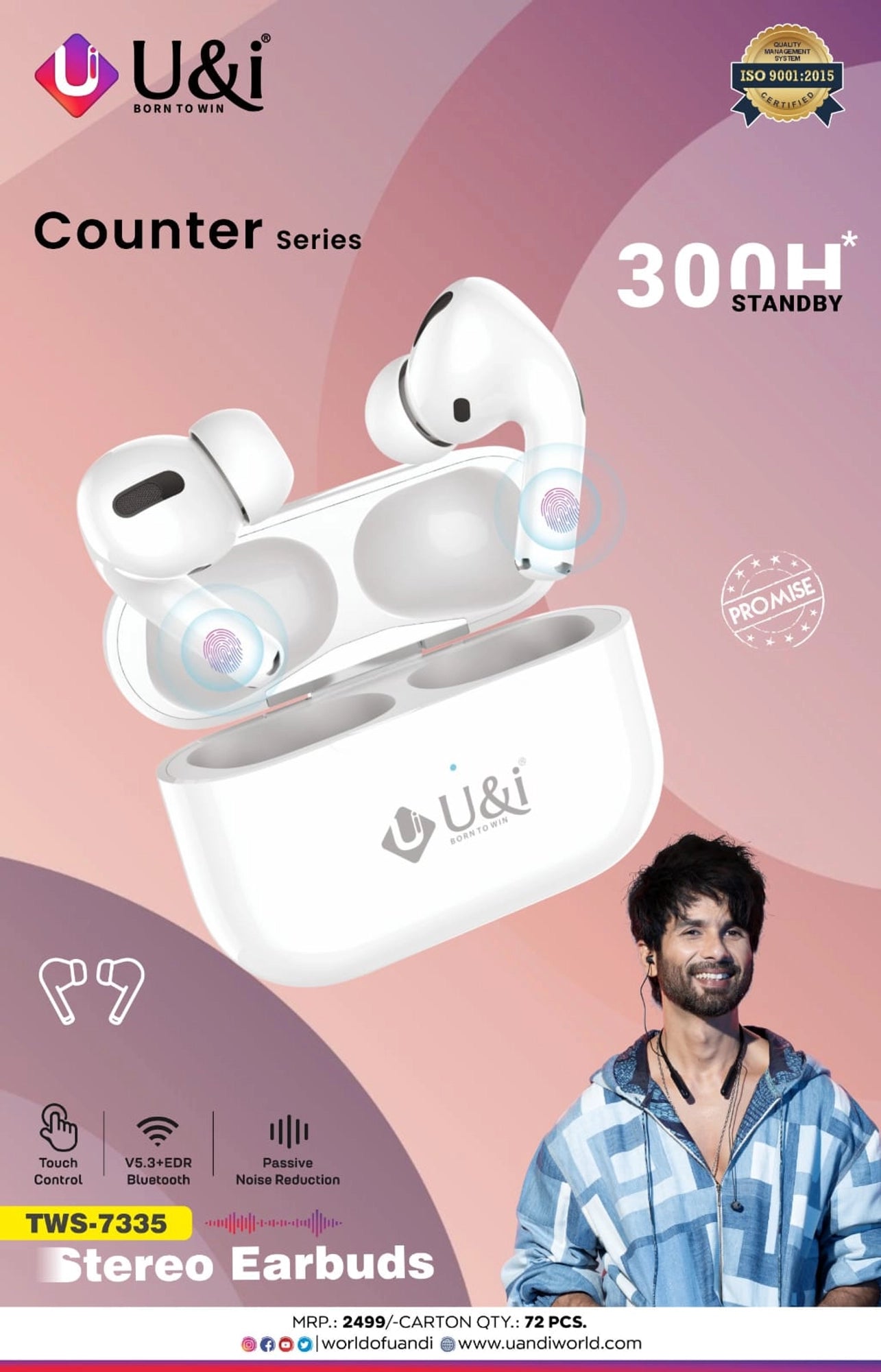 TWS Counter Series 7335 Earbuds with Modern Design and Great Sound